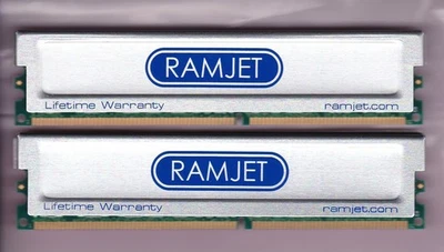 2GB 2x1GB PC3200 RAMJET TRANSCEND TS128MLD64V4J DDR-400 KIT DDR1 HEATSPREADER - Image 1 of 3