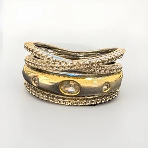 Silber und vergoldet Pavey CZ Lagenlook Bandring - Bild 1 von 1