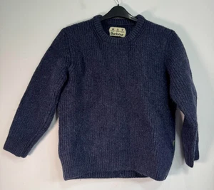 Barbour New Tyne Jumper Mens Medium Blue Wool Chunky Knit Winter Warm Sweater - Picture 1 of 9