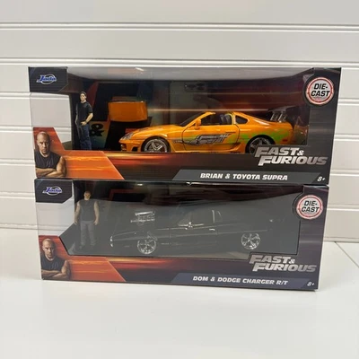 Jada Fast & Furious Die-Cast Dom Dodge Charger R/T & Brian Toyota Supra Lot of 2 - Image 1 of 4