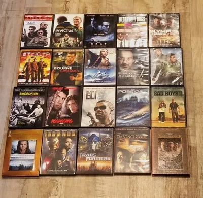 DVD Lot of 20 Movies Action Adventure Thriller 80s 90s 00s VG Tarantino Gibson - Image 1 of 2