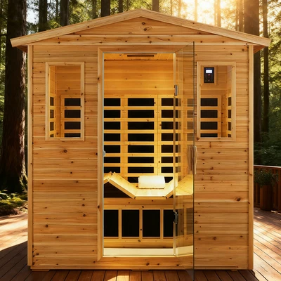 For 3 Person Outdoor Far Infrared Sauna Old Fir Wood Low EMF Full Spectrum 1950W - Image 1 of 4