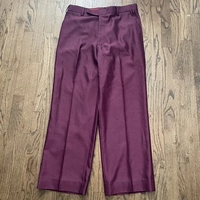 Calça social vintage anos 70 sob medida ameixa magenta masculina 32x29 mod hippie - Imagem 1 de 4