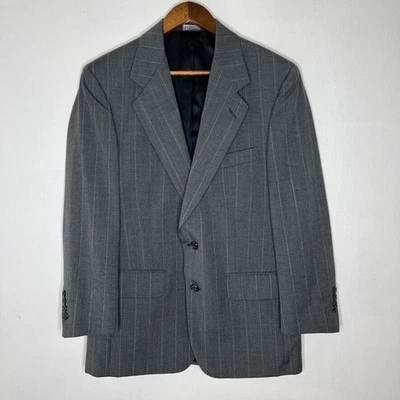 Blazer Burberry Vintage Para Hombre Gris Negro Rayas Lana Sin Talla Union EE. UU. Foto 1 de 4