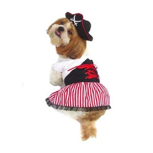 LADY PIRATE DOG COSTUMES - Dress Your Pup Nautical Halloween Sailor dress & Hat - Picture 1 of 3