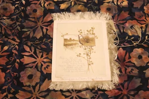 1886 Christmas Silk Fringe Handmade Card - Picture 1 of 3