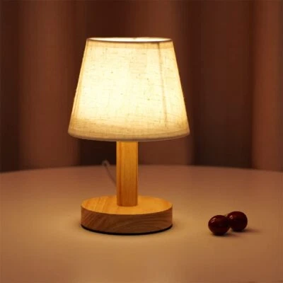 Small Table Lampbedside Table Lampwooden Bedside Lamp Simple Bedroom Lamp Linen  - Image 1 of 4