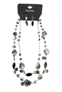 Hermoso Nuevo Nuevo Collar Madre Perla Cáscara Pendiente Set Por Charles Klein #N2408 - Imagen 1 de 2