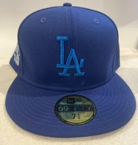 LOS ANGELES DODGERSNEW ERA 59FIFTY FITTED HAT METALLIC BLUE SIDE PATCH SZ 7 5/8 - Picture 1 of 3