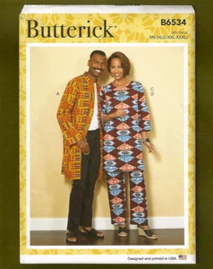 Easy Coat, Tunic & Pants Sewing Pattern~Unisex (Sizes XL-XXXL) Butterick 6534 - Picture 1 of 9