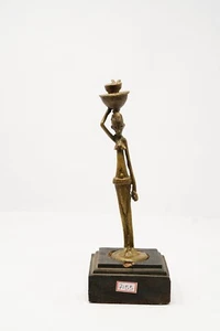 Vintage Old Brass Rare Hand Crafted African Statue Decorative On Stand NH7155 - Picture 1 of 7