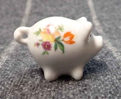 Porcelain Floral Bouquet Pig Reutter Germany Miniature  1.75 inch x 1 inch - Image 1 of 4