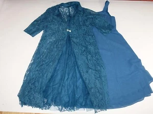 JJ's House Mother Of The Bride Dress Size 22W NWT Ink Blue Matching Duster - Picture 1 of 10