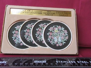 Untersetzer, 4er Set Glasverkleidung von Peter Bates Ltd, grün geädert weiß Schmetterling - Bild 1 von 4