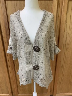 KAKTUS Womens Open Weave Lagenlook Cardigan Boho Wheat/Natural Color Sz Medium M - Image 1 of 4