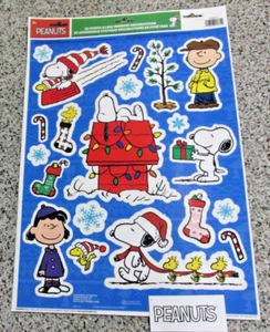 Peanuts Charlie Brown, Snoopy, Lucy Christmas Window Clings Sheet of 20 Blue New - Picture 1 of 1