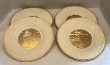 Lot of 4 Wedgwood China Torbay Gold/Patrician Dinner Plates 10.5â€� diameter