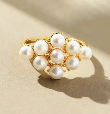 Anillo de cóctel Anthropologie perlas talla 7 Foto 1 de 4