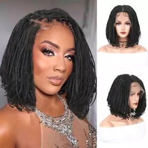Bob box Braids Wigs for Black Women Short 12" Lace Front Briaded Wig + Baby Hair - Picture 1 of 11