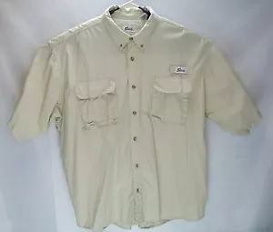 Camisa de pesca para hombre en todo el mundo tostada talla 4XL manga corta ventilada botón de senderismo usada en excelente estado - Imagen 1 de 5