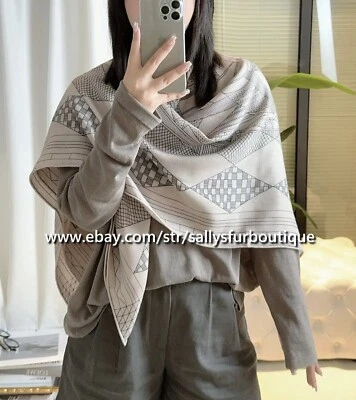 Sallys 70 % cachemir y 30 % seda envolvente bufanda estampado de caballo chal doble cara 53" Foto 1 de 4