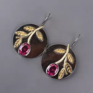 Natural Pink Tourmaline Gemstone 925 Silver Drop/Dangle Earrings For Women - Picture 1 of 6