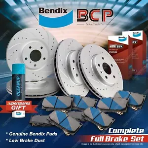 Slotted Brake Rotors Bendix Pads for Toyota Landcruiser 78 79 HZJ78 HDJ78 VDJ70 - Picture 1 of 4