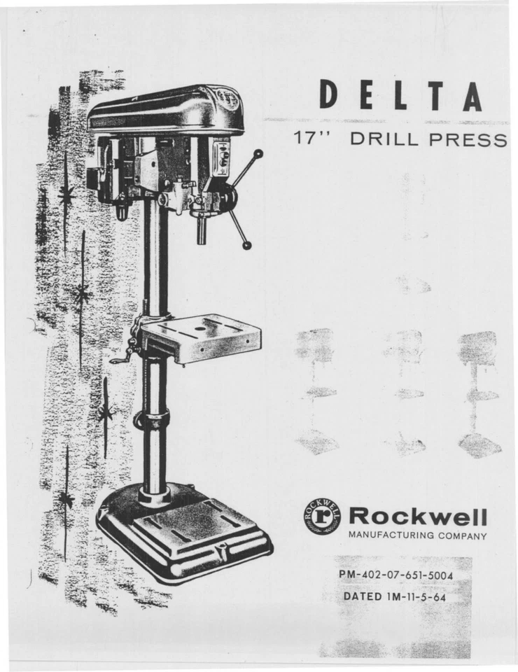 Delta Rockwell  17" Drill Press Instructions - Image 1 of 1