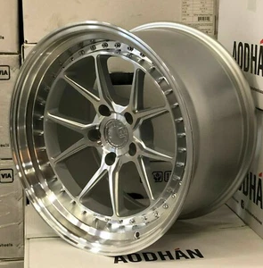 18" Aodhan DS08 Wheels 18x9.5 / 18x10.5 5x114.3 +22 Silver Machined Rims Set 4 - Picture 1 of 6