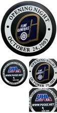 Oct 24, 2003 OPENING NIGHT FLINT GENERALS UHL VINTAGE PUCK LINDSAY MFG. 🇨🇦 