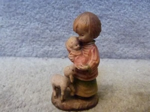 VINTAGE Anri Ferrandiz MOTHER & CHILD Carved Wood Figure BABY LAMB 3" - Picture 1 of 9