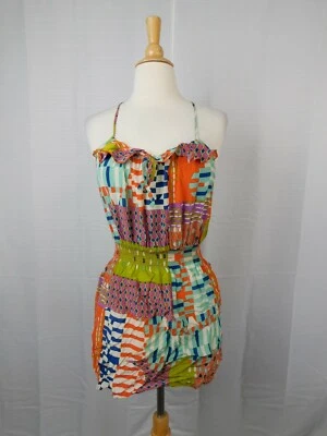 XXI Vestido Solero Abstracto Estampado Correa de Espagueti Seda Veintiuno - Pequeño #3737 Foto 1 de 4