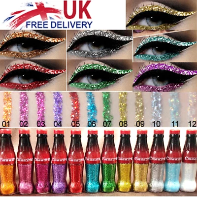 KK LABIB 12pc Glitter Liquid Eyeliner Waterproof Eyeliner Makeup Shimmer Liquid Diamond