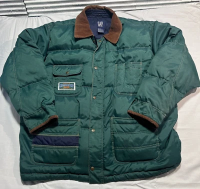 Vintage GAP Down Ski Jacket Mens XL USA Olympic Ski Team Rare Chore Coat 80s - Image 1 of 4
