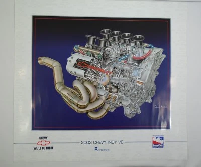 2003 Chevy Indy V8 Engine Cut Out IRL IndyCar Collector Poster Indianapolis 500 - Image 1 of 4