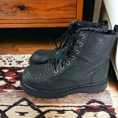 Tuk Reptile Pattern Combat Boots Y2k 90's Grunge Punk Gray US Women's Size 10 - Image 1 of 4