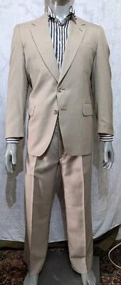 Vintage 1970s Kuppenheimer Tan Suit 2 Button Center Vent 42 - Image 1 of 4