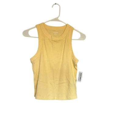 Regata feminina Old Navy com nervuras amarela sem mangas casual básica média - Imagem 1 de 4