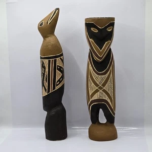 Vintage HandCarved Wood Tiwi Birds And Spirits Sculptures Bird 11"H , Totem 10"H - Picture 1 of 24