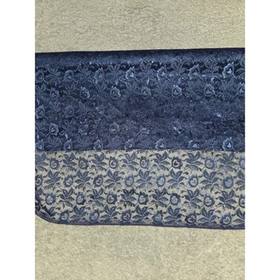 Navy Blue Floral Lace Fabric By The Yard Crafting Sewing Material 72"x45"W - Image 1 of 4