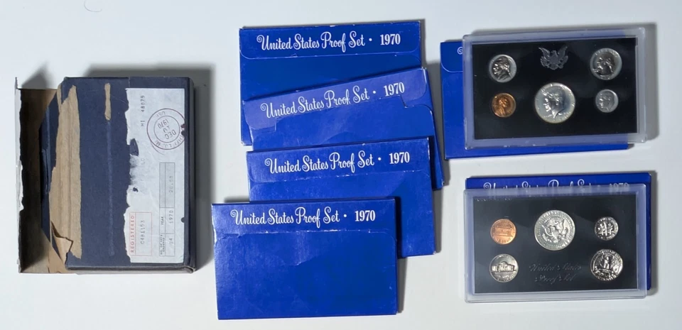 SIX 1970-S Proof Sets w/ 40% SILVER HALF in US Mint Cases/Sleeves FREE Shipping! - Image 1 of 1