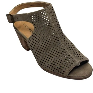 New Lucky Brand  Brown 2.5” Block Heel Perforated Sandals Size 9 Open Toe - Picture 1 of 10