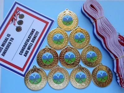 FUNDRAISING AND MEDALS TENNIS MEDAILLEN X 10 METALL/50 MM/GOLD - SILBER ODER BRONZE/ ZERTIFIKATE