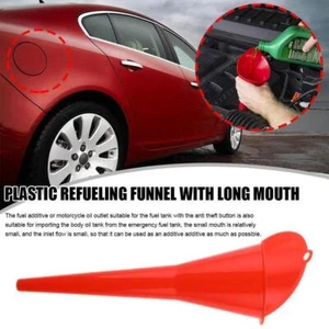 Long Plastic Funnel Red For Water Liquid Petrol Oil Fuel Refueling Engine Tool - Picture 1 of 16