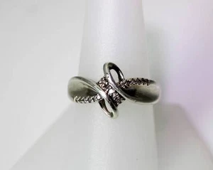 Vintage Victorian Style Sterling Silver .12ctw Diamond Ring Size 8.75 - 5182 - Picture 1 of 6