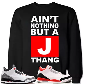 Suéter J THANG Rojo a Juego con Air Js Retro 3 Rojo Fuego Cemento Zapatos - Imagen 1 de 17