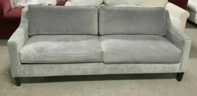 Pottery Barn West Elm Paidge 软垫 SOFA 性能天鹅绒银色 87 — 第 1/4 张图片