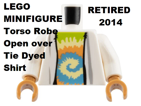 LEGO Minifigura Hippie Torso Cuerpo con Tie Dye Camisa Abierta Turrón Carne Manos Foto 1 de 1