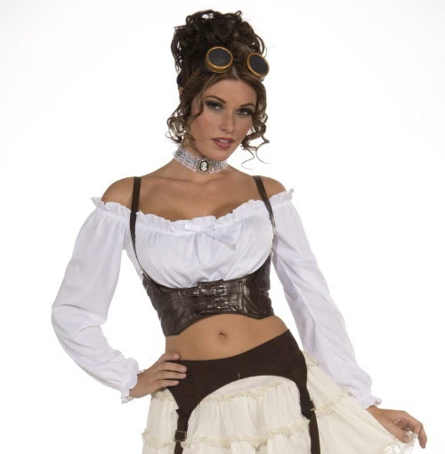SteamPunk косплей викторианский коричневый корсет ремень, костюм для взрослых новый запечатанный неношеный - Изображение 1 из 1