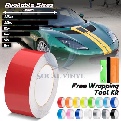 Gloss Color Racing Stripes Vinyl Wrap Decal For Lotus Stripe Sticker 10FT / 20FT - Image 1 of 4